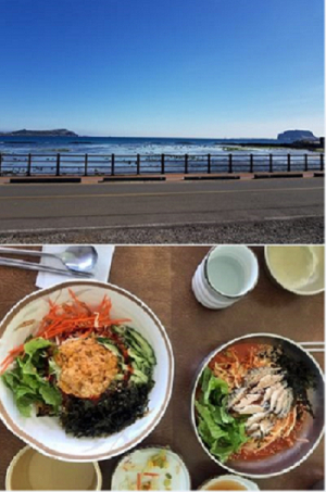 제주도 성산일출봉 맛집 ‘어멍이해녀’ 우도와 성산일출봉을 바라보며 싱싱한 섞어물회 즐겨 