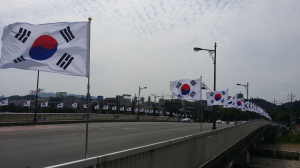 포항 오천읍, 문덕교 60개 태극기 물결 ‘장관’
