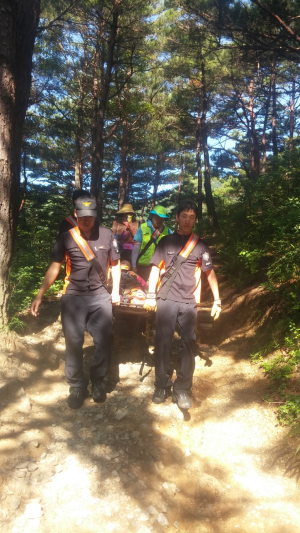 울진소방서, 백암산 하산 중부상입은 등산객 구조
