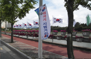 경산시 진량읍엔 1년 내내 태극기 물결 넘실