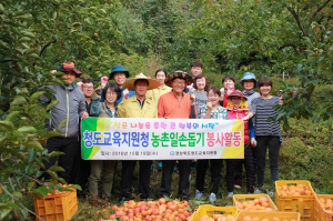 청도교육청, 감 재배 농가 방문 농촌일손돕기
