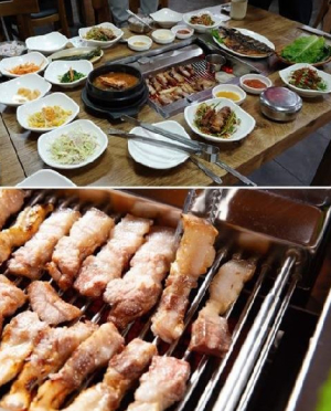  제주도 성산일출봉 맛집 참숯에 구운 두툼한 흑돼지구이 제공하는 효리의단골집