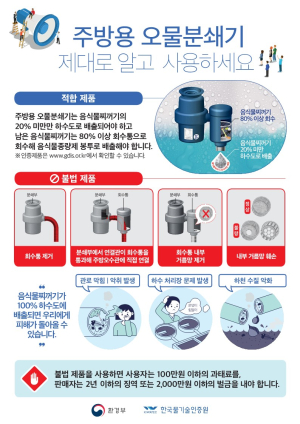 안동시 “주방용 오물분쇄기 제대로 알고 사용해야”
