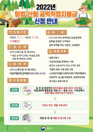 군위군, 임업직불금 7월 한 달간 신청...올해 처음 시행