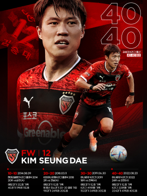 포항스틸러스 김승대, K리그 통산 22번째 40-40 클럽 가입