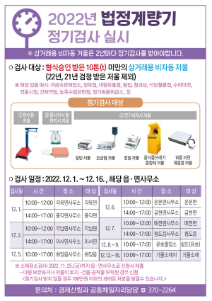 청도군, 상거래용 법정계량기(저울) 정기검사 실시