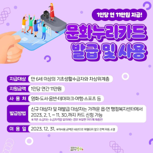 군위군, 문화누리카드 1인당 연 11만원 지급