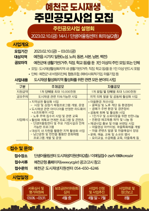 예천군, ‘도시재생 주민 공모사업’ 참여자 모집