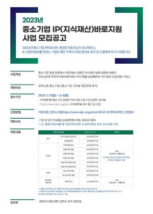 경북지식재산센터,‘중소기업 IP 바로지원’ 수혜기업 모집
