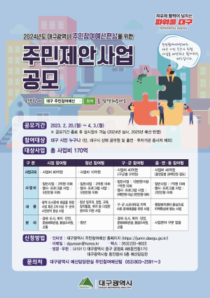 대구시, 내년 주민참여예산 제안사업 공모