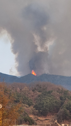 영주 평은면 산불…헬기 11대 투입 진화 중 '산불 2단계' 발령