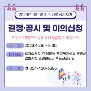 김천시, 2023년 1월1일 기준 개별공시지가 결정ㆍ공시