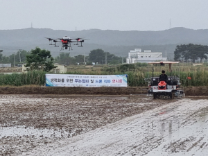 포항시, 고품질 쌀 재배…무논점파ㆍ드론 직파 시연
