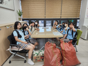 영주 동산여중, 종이팩 교환사업 참여…탄소중립 생활실천 앞장