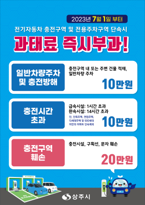 상주시, 전기차 충전방해 행위 7월부터 과태료 즉시 부과