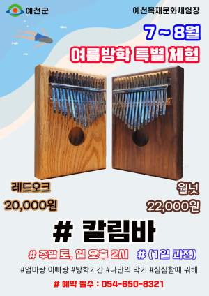 예천군, 여름방학 프로그램 ‘부모ㆍ아이 함께 칼림바 만들기’