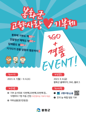 봉화군, 고향사랑기부제 경품 이벤트