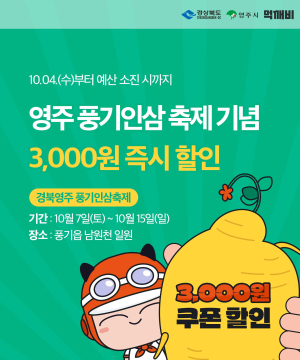 영주시, 공공배달앱 먹깨비 풍기인삼축제 기념 할인쿠폰 제공