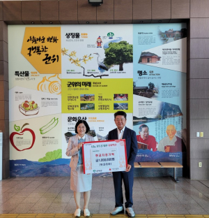 위코리아, 군위군 취약계층 아동에 후원금품 기탁