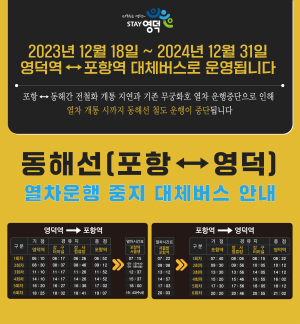 영덕~포항 철도 운행중단…대체 버스 운영