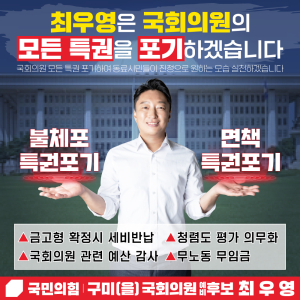 최우영 “국회의원으로서 지닌 모든 특권 포기”