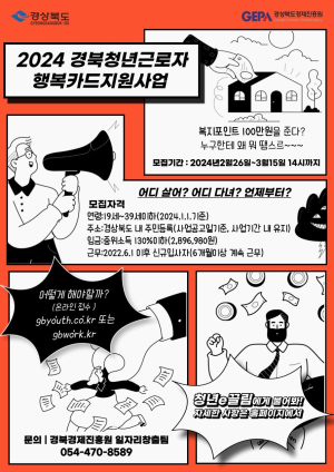 경북도, 중소기업 청년근로자 행복카드 지원