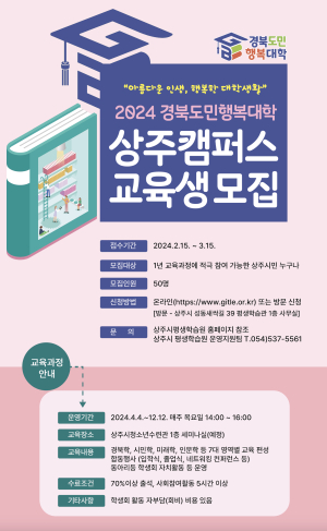 상주시, 2024년 경북도민행복대학 신입생 모집