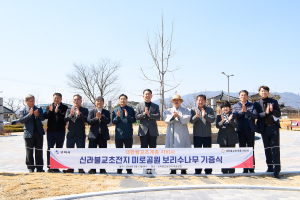 구미 자비사 정신 스님, 신라불교초전지마을에 보리수나무 기증