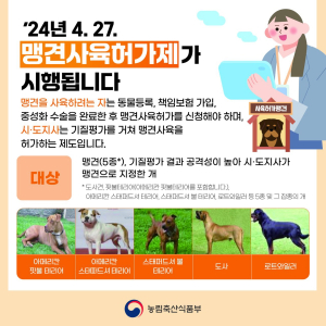 봉화 “맹견 사육 군민 반드시 허가 받아야”