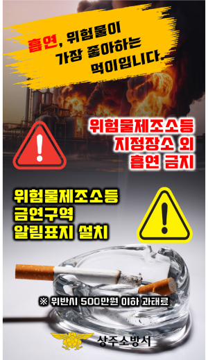 상주소방서, 위험물제조소 등 지정된 장소 외 금연구역 지정