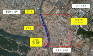 포항 대송면, 남천교~대송중 구간 제방도로 교통통제