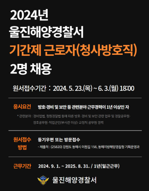 울진해경, 청사방호직 기간제 근로자 모집