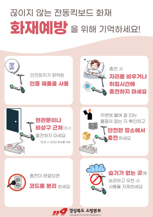 울진소방서, 여름철 전동킥보드 화재 주의