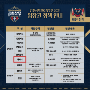 경북도, 김천상무 입장권 다자녀 할인 정책 오픈