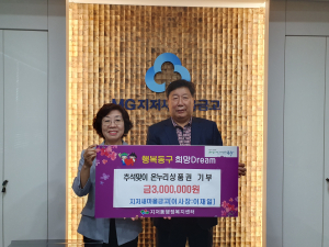 대구 동구 지저새마을금고, 저소득주민에 온누리상품권 기부