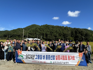 성주군 ‘고품질 벼 품종 선발 실증시험포 평가회’