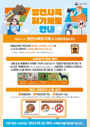 경북도, 맹견사육허가제 1년간 계도기간 운영