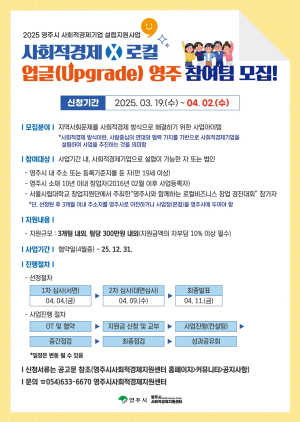 ‘사회적경제 X 로컬 업글 영주’다음달 2일까지 참여팀 모집