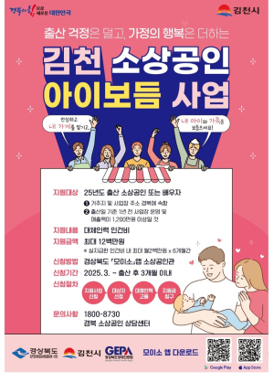김천시, 출산한 소상공인에 인건비 지급
