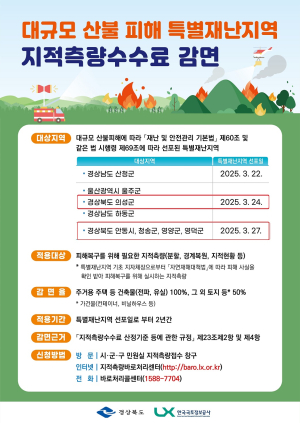 경북도, 산불 특별재난지역 ‘지적측량수수료 감면’