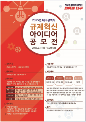 대구시, ‘불합리한 규제 그만’ 혁신 아이디어 공모