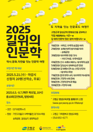 고령-달성군 잇는 인문로드 참가자 모집
